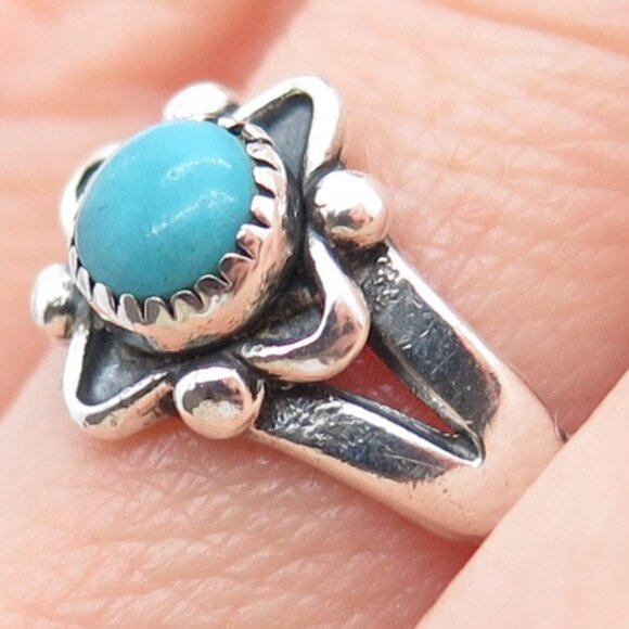 1990 Authentic Signed Ring Bell Navajo Sterling Silver 925 Vintage Turquoise s 6 - Picture 2 of 6